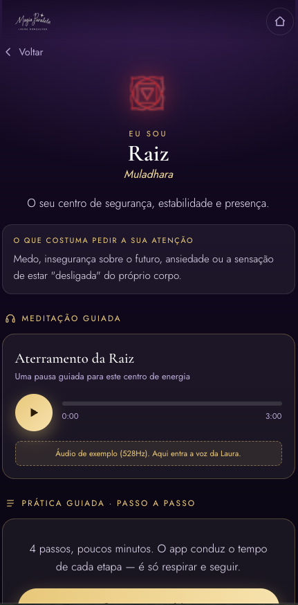 Um chakra aberto no app